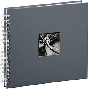 Hama Fotoalbum 28 x 24 cm (spiraal album met 50 witte pagina's, fotoboek met pergamijn-scheidingsbladen, album om in te plakken en zelf vorm te geven), grijs