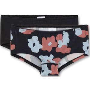 Sanetta Meisjesonderbroek Grijs | Hoge kwaliteit en duurzame katoenen katoenen onderbroek met strikjes op bloem allover en effen kleuren | Inhoud: set van 2 ondergoed voor meisjes, grijs, 164 cm