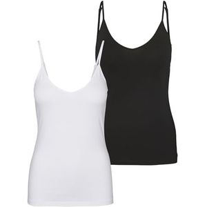 VERO MODA VMMAXI My Soft V Singlet 2 stuks NOOS Tall, Zwart/Pack: helder wit., XL (Lang)