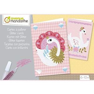 Avenue Mandarine KC065C creatieve set (kaarten met glitter, ideaal voor kinderen vanaf 6 jaar) 1 set zwaan