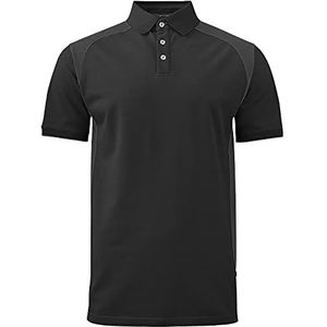 Texstar PS07 heren stretch Pikee hemd met drie knopen, maat XL, zwart