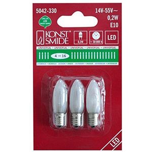 Konstsmide 5042-330 reservelamp, voor houten en metalen lampen, 14-55 V, 0,2 W, 3-delige blisterverpakking, E10-schroefdraad