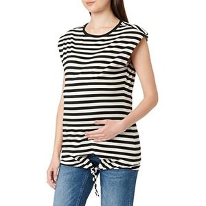 Supermom Dames Tee Mouwloos Stripe Shoulderpads T-Shirt, Black - P090, 38