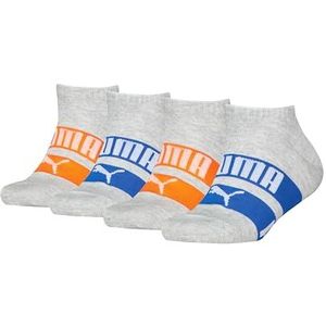 PUMA Kids' Logo Stripes Sneaker 4 Pack, Grijs gemêleerd/blauw/oranje, 35/38 EU