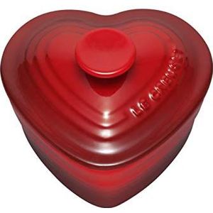 Le Creuset Schaal in de vorm van een hart met deksel van aardewerk, 0,3 liter, kersenrood, 91003100060070