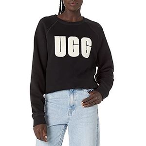 UGG W Madeline Fuzzy Logo trui met ronde hals voor dames, zwart/crème, M