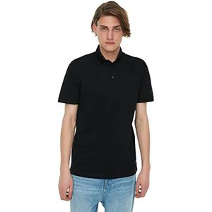 Trendyol Mannelijk Slim Standaard Polo Hals Geweven Polo T-Shirt Zwart, Zwart, S