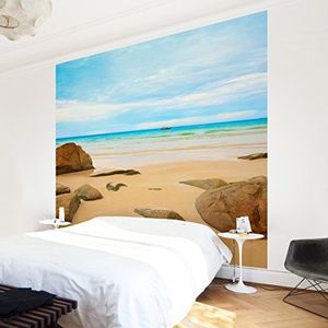 Apalis Vliesbehang The Beach fotobehang vierkant | vliesbehang wandbehang muurschildering foto 3D fotobehang voor slaapkamer woonkamer keuken | grootte: 192x192 cm, blauw, 98077