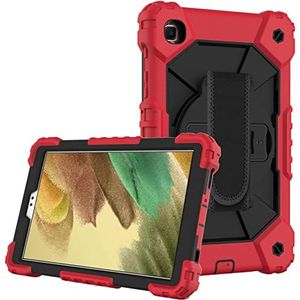 Hoesje voor Samsung Galaxy Tab A 8.0 Inch 2019 SM-T290/T295 voor Kids | Schokbestendig Robuuste Cover met Roterende Stand Hand Strap Case voor Samsung Tablet 8 "- rood zwart