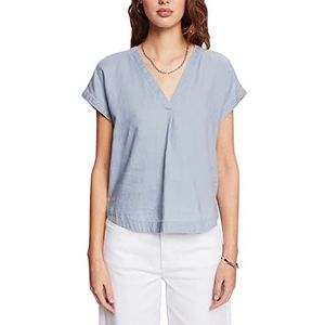 ESPRIT Collection Linnen blouse met korte mouwen, Lichtblauwe lavender., XL