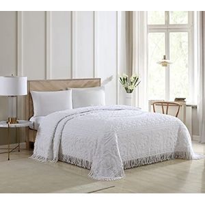 Beatrice Home Fashions Medaillon Chenille Sprei, King, Wit