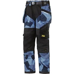 Snickers kinderbroek ""Flexiwork"" maat in 1 stuk, camouflage-marineblauw/zwart 110 Camouflage-marineblauw/zwart
