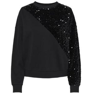 PIECES PCNANCY LS Sweat BC, Zwart/detail: Tone in Tone Seqence, M