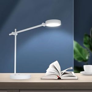 SANSI Bureaulamp LED Dimmable Tafellamp 4 kleuren en 6 helderheidsniveaus, 10W 4000K geen blauw licht, oogbescherming leeslamp, keramische bureaulamp, geschikt voor werk, lezen, kantoor, wit