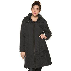 Ulla Popken Damesmantel in grote maten, met smok, zwart (10), 46