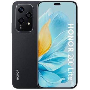 HONOR 200 Lite, smartphone 5G, 8 GB + 256 GB, 6,7 inch AMOLED-display, valbescherming, drievoudige camera 108 MP, frontcamera 50 MP, dual sim, Android 14, zwart