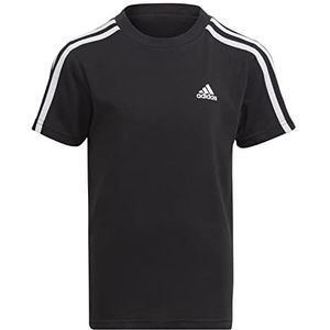 adidas Uniseks-Kind Essentials 3-Stripes Cotton Tee, Black, 7-8 Years