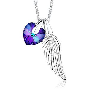Elli Halsketting Dames Wing Heart Hanger Precious Crystal in 925 Sterling Silver
