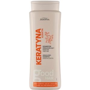 JOANNA Keratine Shampoo, droog haar, 400 ml, haarshampoo voor dames voor de verzorging van verzwakte en broze strengen, haarverzorging voor kapot haar met keratine voor glans en soepelheid, zonder
