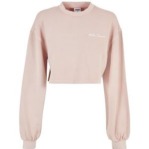 Urban Classics Damen Sweatshirt Ladies Cropped Small Embroidery Terry Crewneck pink XS