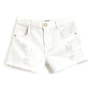 Koton Girls Jean Shorts Zakken Geribbeld Detail Tasseled Cotton, ecru (010), 5-6 Jaren