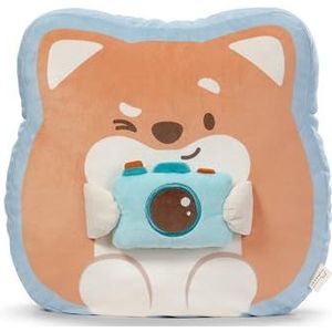 NICI mymochi Knuffelhond Hiro met camera, 35 x 33 x 12 cm, bruin, zacht pluchen dier, stijlvol knuffeldier om te knuffelen of als accessoire, leuk cadeau voor kinderen en volwassenen – 62393