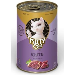 KITTY Cat Paté eend, 6 x 400 g, natvoer voor katten, graanvrij kattenvoer met taurine, zalmolie en groenlipmossel, compleet voer met een hoog vleesgehalte, Made in Germany