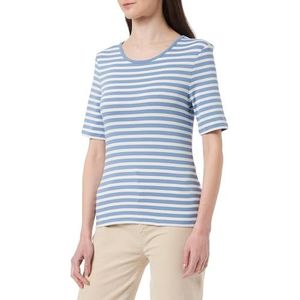 Slim Striped 1X1 Ribbed SS T-shirt, blauw water., S