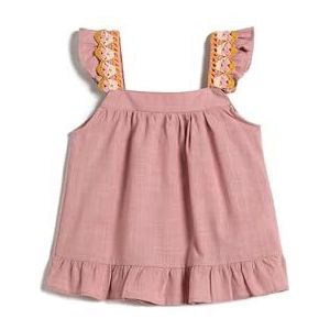 Koton Meisjes Mouwloze Ruffel en Crocheted Detail Katoenen Blouse, roze (274), 2-3 Jaar
