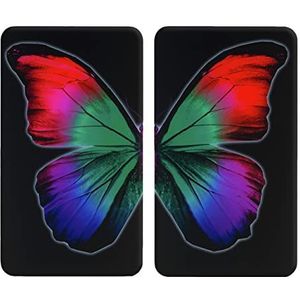 Maximex WENKO fornuisafdekplaat Universal Butterfly by Night set van 2, kookplaatafdekking en glazen snijplank voor alle warmtebronnen