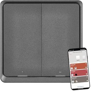 EMOS GoSmart - Smart Home draagbare scèneschakelaar met led-display en app - ZigBee - werkt op batterijen - 2 toetsen, 6 scènes - regelt onbeperkt aantal slimme apparaten of lampen - antracietgrijs