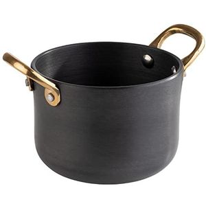 APS 40740 serveerpotje, aluminium, handgrepen van messing, Ø 11,5 cm, 0,6 liter, zwart