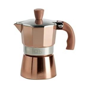 Fluo di Q.b. by Mopita espresso-maker voor 1 kop aluminium, goanering van siliconen, handvat met bescherming tegen verbranding, voor alle warmtebronnen, geen inductie, kleur roségoud
