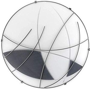 ONLI plafondlamp van gesatineerd glas wit en zwart met geometrische vormen. Decoro van metaal grijs diameter 40 cm