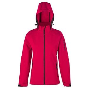 HRM Dames Softshell Jas met Capuchon, Rood, Maat L I Premium Softshelljas voor Vrouwen, Waterafstotend I 5.000mm Waterkolom I Functionele Jas I Werkkleding I Hoogwaardige & Duurzame Dameskleding