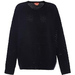 Nally Dames rolgebreide trui met vintage kraag acryl zwart maat M/L, zwart, M