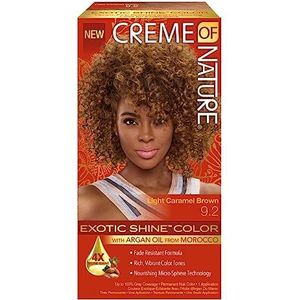 Creme of Nature Permanente haarkleuring Caramel Brown, op basis van Arganolie uit Marokko, 100% grijsdekking, tint n° 9.2, 56 g