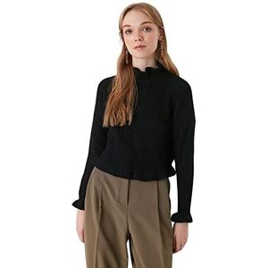 Trendyol Dames coltrui effen slanke trui sweatshirt, zwart, M, Zwart, M