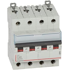 Legrand 407932E, automatische magneetschakelaar, 4P, 40A, C-gebogen, 10kA, 4 module, DX3