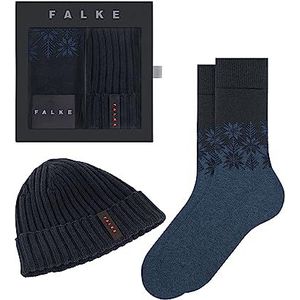 FALKE Heren Christmas Gift Set Duurzame Wol Kasjmier Halfhoog met Patroon 1 Paar Sokken, Blauw (Dark Navy 6375), 39-42