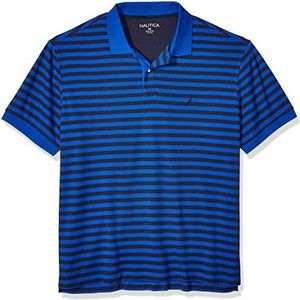 Nautica Men's Big and Tall Classic Fit Short Sleeve 100% Cotton Stripe Soft Polo Shirt