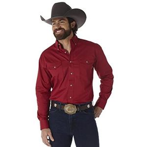 Wrangler Heren geschilderd woestijn twee zakken lange mouwen knop werkshirt shirt shirt, Rood, XL tall