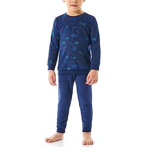 Schiesser Jongenspyjama set pyjama warme kwaliteit badstof - fleece - interlock - maat 92 tot 140, donkerblauw 180013, 92 cm