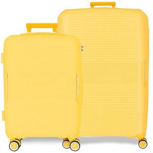 Movom Inari Joumma Bags Harde koffer, ABS, verschillende maten, zwart, groen, rood, grijs, polyester, Geel, Eén maat, Set van 2 koffers