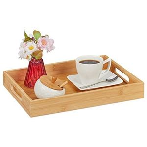 Relaxdays dienblad bamboe - serveerplateau - serveertray - theeblad - ontbijttafeltje