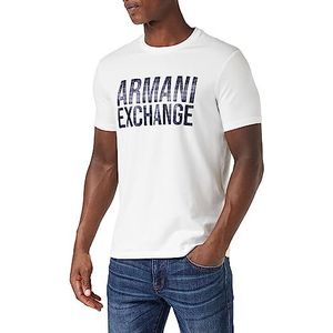 Armani Exchange Heren Slim Fit Large Borst Logo Tee T-shirt, wit, L