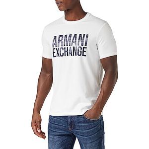 Armani Exchange Heren Slim Fit Large Borst Logo Tee T-shirt, wit, XL