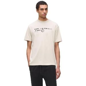 Karl Lagerfeld Jeans, Heren, Regular Korte Mouw Eclipse Logo Tee, Regular Fit, Beige, XS