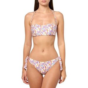 EMPORIO ARMANI Vrouw Logomania Bandeau Bikini Wit XS, Bianco/Logo Multicol, XS