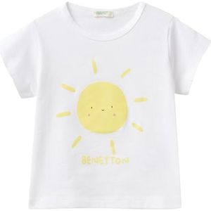 United Colors of Benetton Uniseks T-shirt voor kinderen, Wit, 50 cm